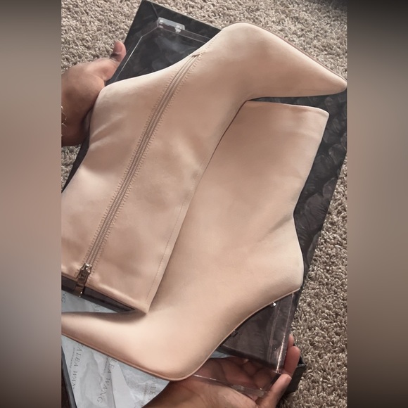 Tan Booties - Clear Wedge Heel - Picture 8 of 8